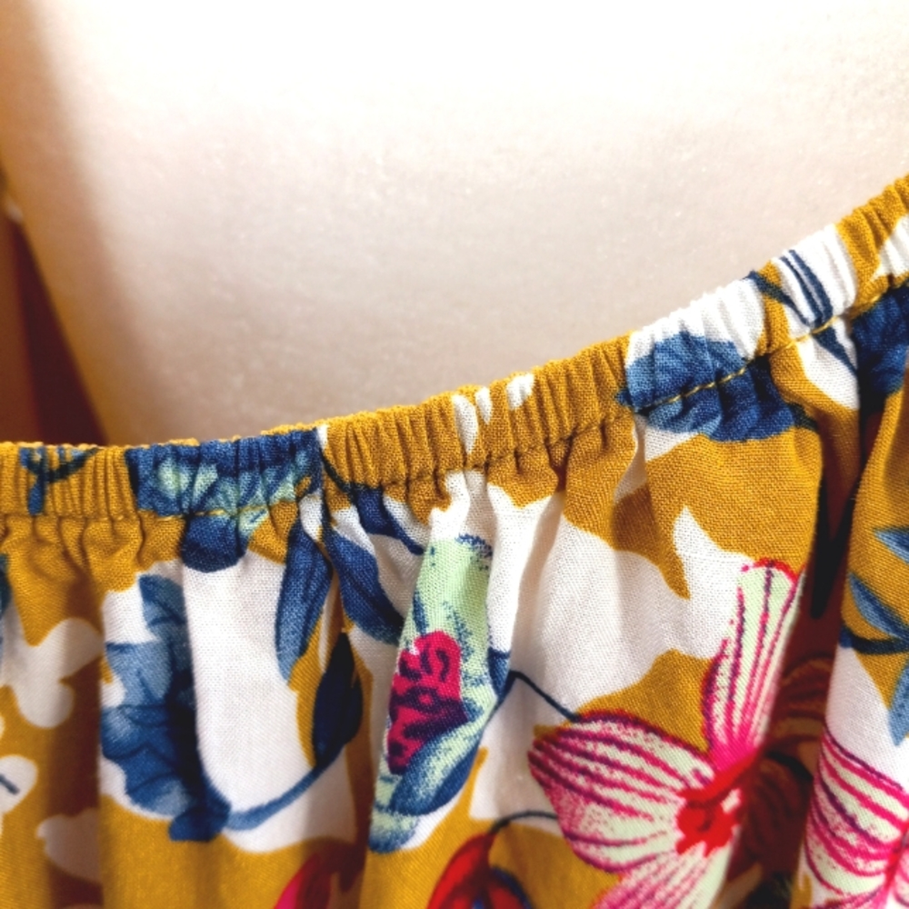 VICI ENTRO Tropical Vibe Cut Out Back Floral Print Tiered Sleeve Tunic Dress L - Picture 11 of 16